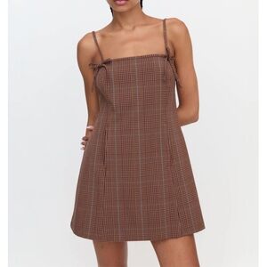 Hill house brown plaid dress with bow detail